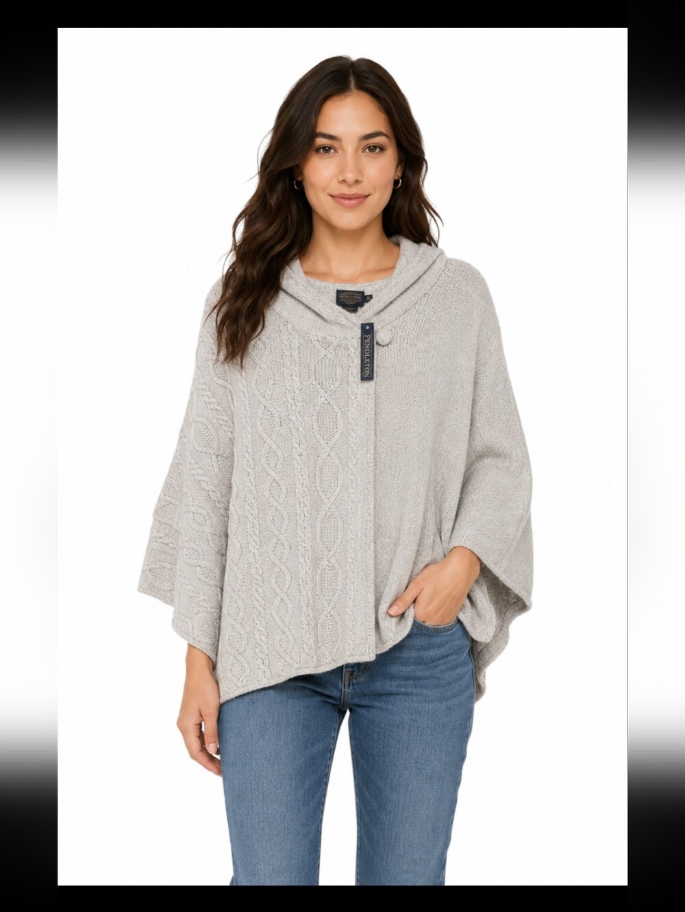 NWT Pendleton Lambs Wool Poncho Cape Beige One Size Western Boho #2200